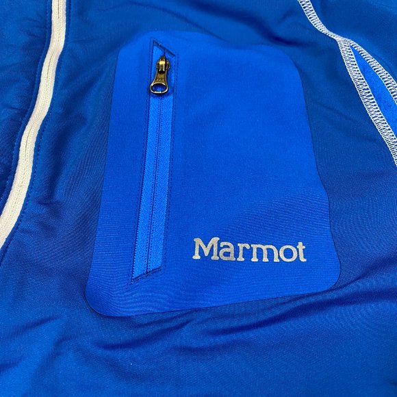 Marmot Lightweight 1/4 Zip Pullover Running Hiking Long Sleeve Shirt Blue XL - Picture 4 of 7